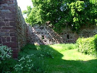 Reste der Ringmauer, links: Palas