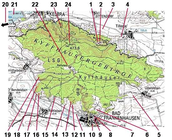 bersichtskarte Kyffhusergebirge
