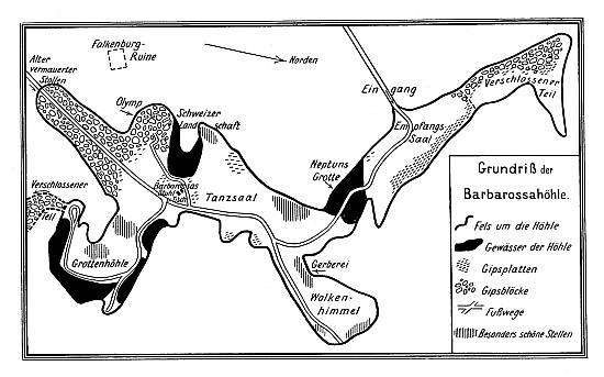 Fhrungsweg in der Barbarossahhle um 1913