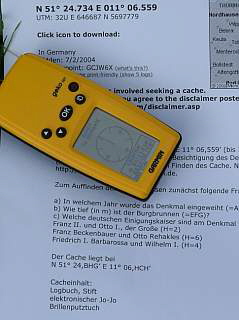 GPS-Gerät mit Cachebeschreibung